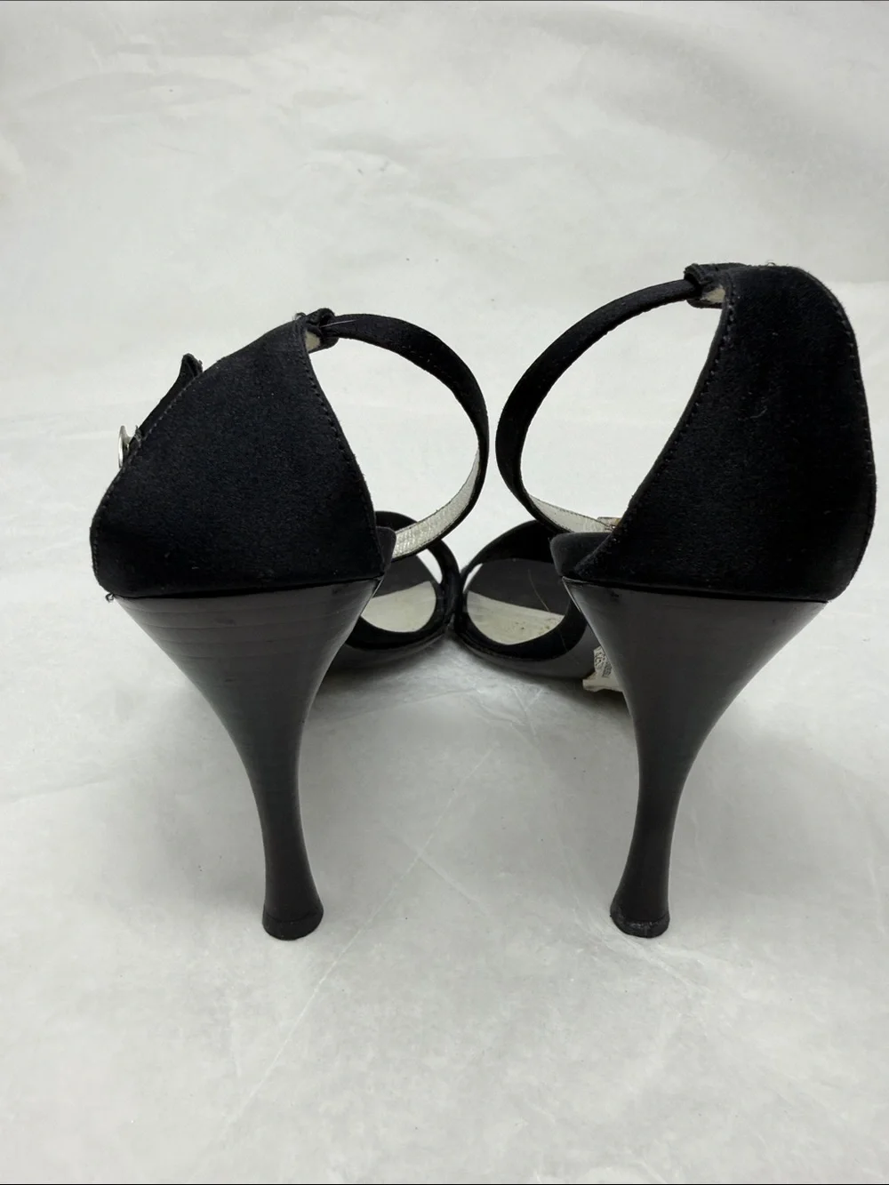 Giorgio Armani Black Embroidered Floral Ankle-Strap Sandals Size 36.5